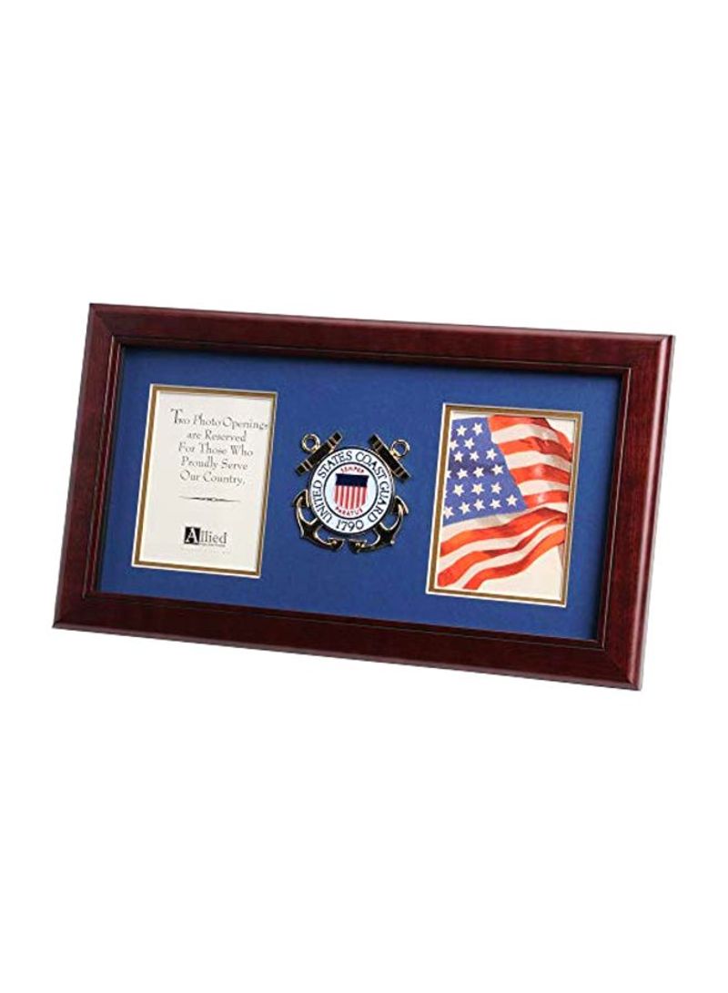 3-Opening Collage Frame With US Coast Guard Medallion Brown/Blue/Gold 10x18inch