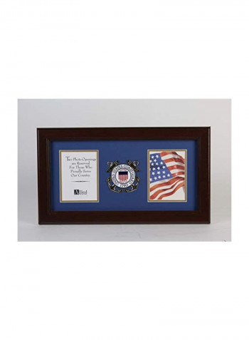 3-Opening Collage Frame With US Coast Guard Medallion Brown/Blue/Gold 10x18inch