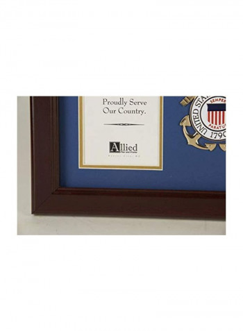 3-Opening Collage Frame With US Coast Guard Medallion Brown/Blue/Gold 10x18inch