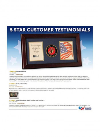 3-Opening Collage Frame With US Coast Guard Medallion Brown/Blue/Gold 10x18inch