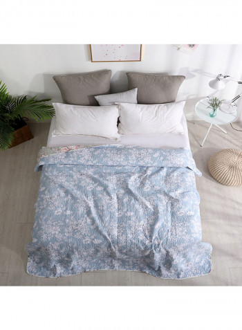 Simple Pattern Soft Blanket Cotton Blue 200x220centimeter