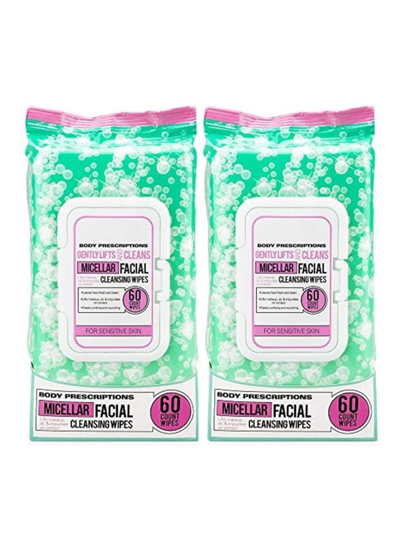 Pack Of 2 Micellar Facial Cleansing Wipe White