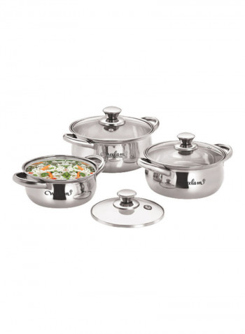 6-Piece Belly Sauce Pot Set Silver/Clear 16cm