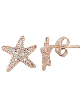 Sterling Silver Rose Gold Plated With Starfish Earrings