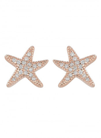 Sterling Silver Rose Gold Plated With Starfish Earrings