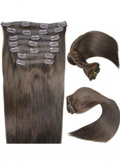 Human Remy Lace Clip-In Hair Extension Brown 16inch