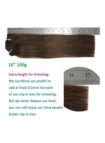 Human Remy Lace Clip-In Hair Extension Brown 16inch