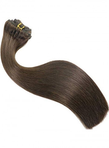 Human Remy Lace Clip-In Hair Extension Brown 16inch