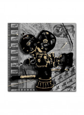 Movie Camera Artwork Canvas Wall Art Black/Beige 24 x 24inch