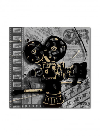 Movie Camera Artwork Canvas Wall Art Black/Beige 24 x 24inch