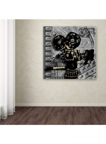 Movie Camera Artwork Canvas Wall Art Black/Beige 24 x 24inch