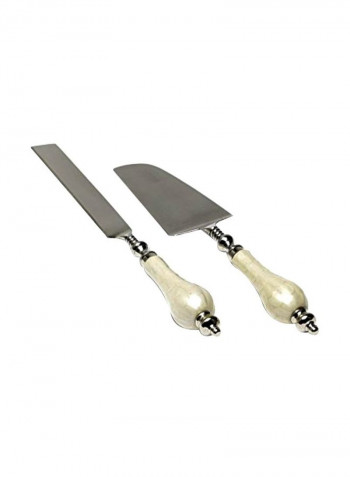 Peony Cake Serving Set White/Silver 11x2.75inch