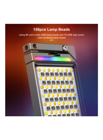 RGB LED Video Light 14.3 x 7.1 x 1.5cm Multicolour
