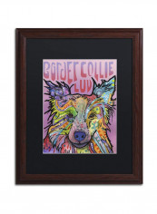 Border Collie Love 2 Wooden Frame Wall Art Multicolour 16 x 20inch