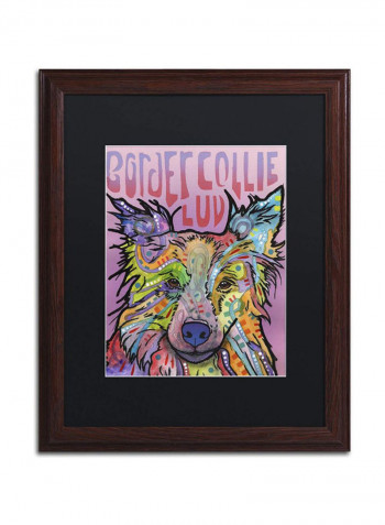 Border Collie Love 2 Wooden Frame Wall Art Multicolour 16 x 20inch