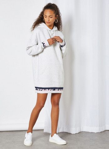Hooded Mini Dress Silver Grey Htr