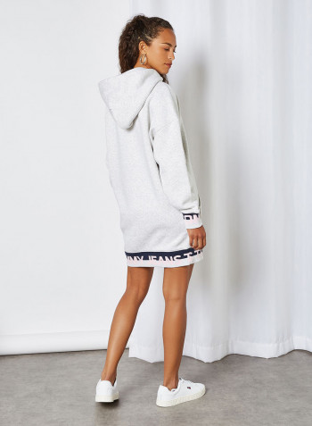 Hooded Mini Dress Silver Grey Htr