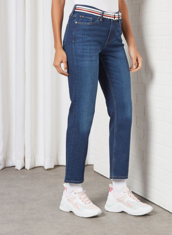 Medium Rise Straight Jeans Blue