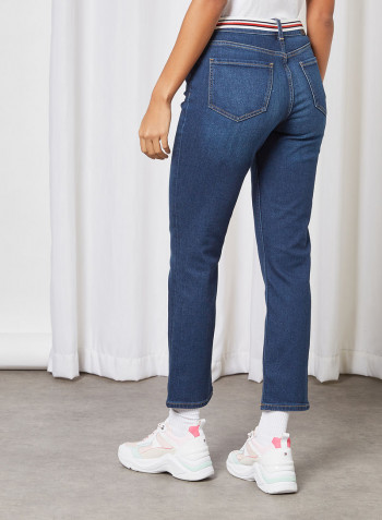 Medium Rise Straight Jeans Blue