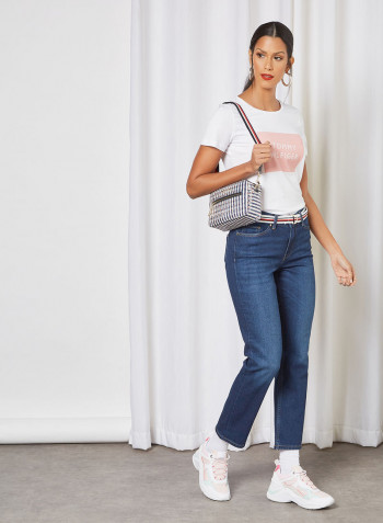 Medium Rise Straight Jeans Blue