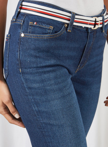 Medium Rise Straight Jeans Blue