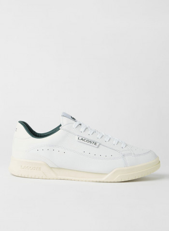 Twin Serve Leather Sneakers White/Dark Green