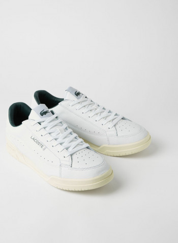 Twin Serve Leather Sneakers White/Dark Green