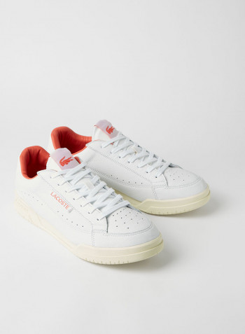 Twin Serve Leather Sneakers White/Pink