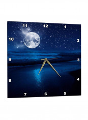 Full Moon In A Starry Sky Printed Wall Clock Blue 15 x 15inch