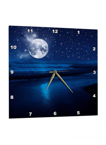 Full Moon In A Starry Sky Printed Wall Clock Blue 15 x 15inch