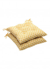 Set Of 2 Printed Seat Cushion Yellow/White 19x18.5x5inch