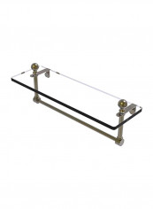 Vanity Integrated Towel Bar With Glass Shelf Antique Brass/Clear 16x5inch