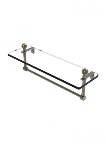 Vanity Integrated Towel Bar With Glass Shelf Antique Brass/Clear 16x5inch
