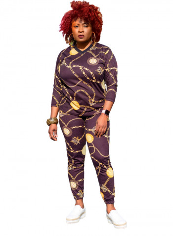 Amedello Money Chains Printed Tracksuit Set Multicolour