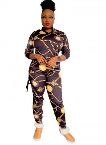 Amedello Money Chains Printed Tracksuit Set Multicolour