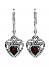 925 Sterling Silver 1.06 Ct Garnet Studded Filigree Earrings