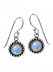925 Sterling Silver Moonstone Balinese Dangle Earrings