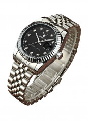 Men's Date Display Stainless Steel Analog Watch With Rhinestone NNSB03707393