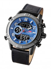 Men's Leather Round Analog/Digital Watch 816