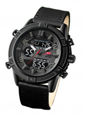 Men's Leather Round Analog/Digital Watch 815
