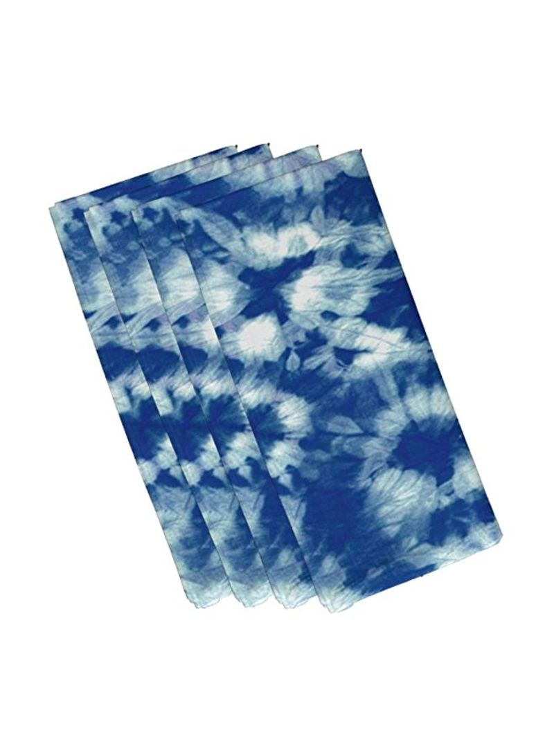 4-Piece Polyester Napkin Set Blue/White 19x19inch
