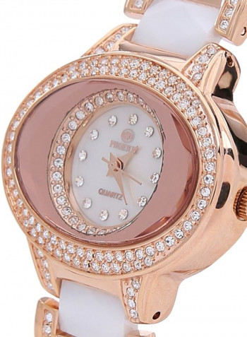 Women's 22K Gold Plated With Crystal Analog Watch P-21879 L