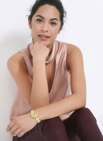 Women's 22K Gold Plated With Crystal Analog Watch P21861