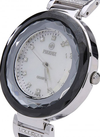 Women's 22K Gold Plated With Crystal And Ceramic Analog Watch P-21678