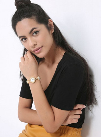 Women's 22K Gold Plated With Crystal Analog Watch P-21884-1L