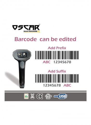 UniBar II QR Code Barcode Scanner Black