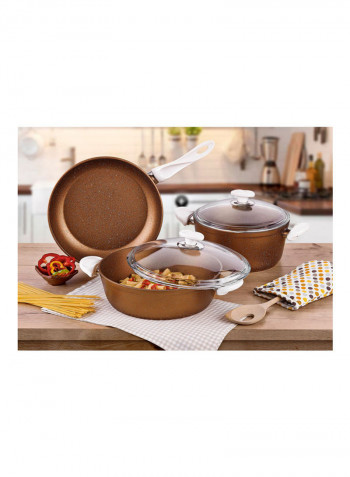 7-Piece Wilma Cooking Set Copper Casserole 1x24cm Casserole 1x20cm Flat Casserole 1x26cm Maxi Fry Pan 1x26cmcm