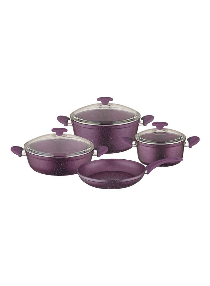 7-Piece Wilma Cooking Set Purple Casserole 1x24cm Casserole 1x20cm Flat Casserole 1x26cm Maxi Fry Pan 1x26cmcm