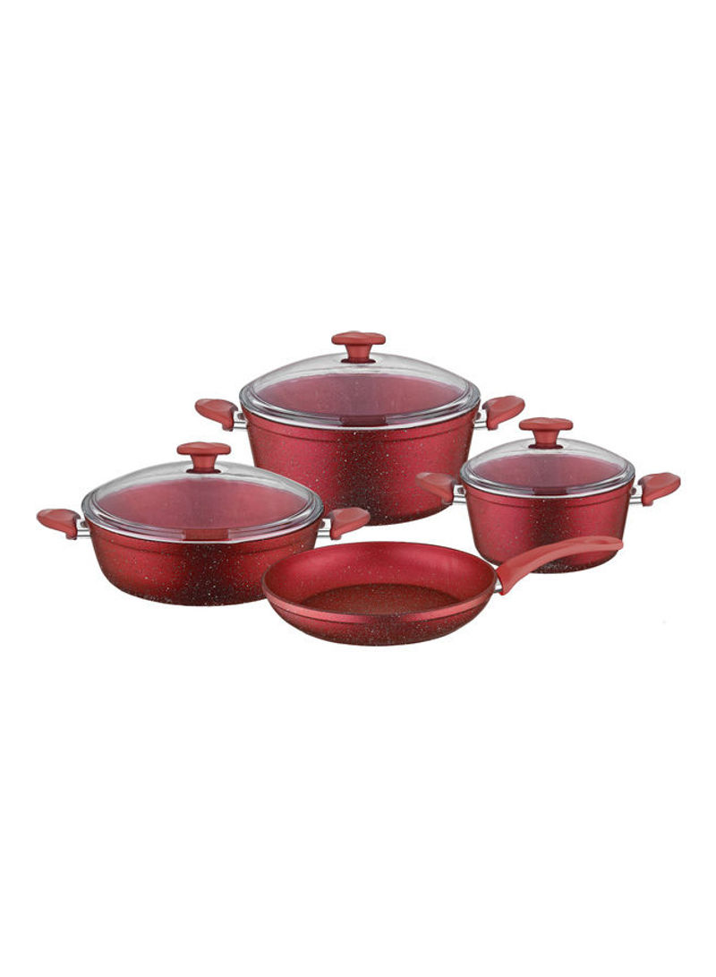 7-Piece Wilma Cooking Set Red Casserole 1x24cm Casserole 1x20cm Flat Casserole 1x26cm Maxi Fry Pan 1x26cmcm