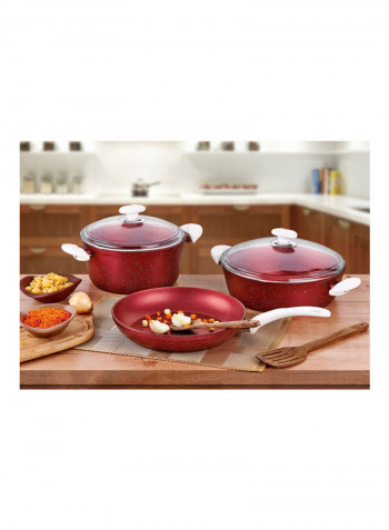 7-Piece Wilma Cooking Set Red Casserole 1x24cm Casserole 1x20cm Flat Casserole 1x26cm Maxi Fry Pan 1x26cmcm